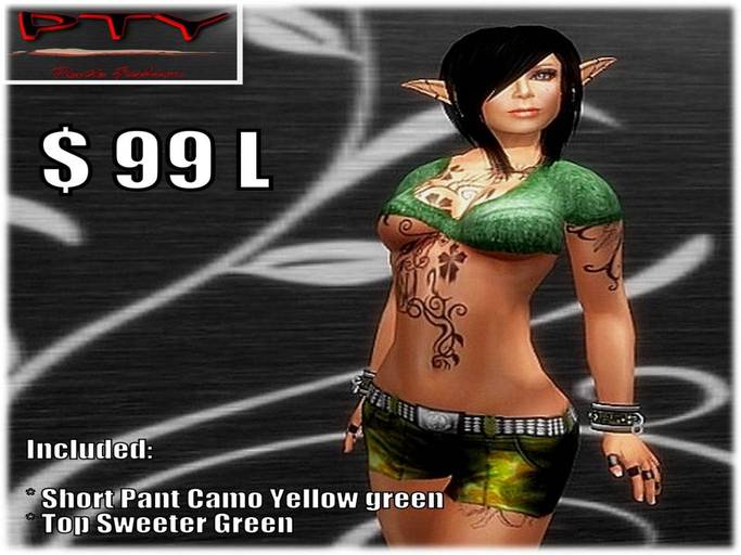 **PTY** Camo Yellow green