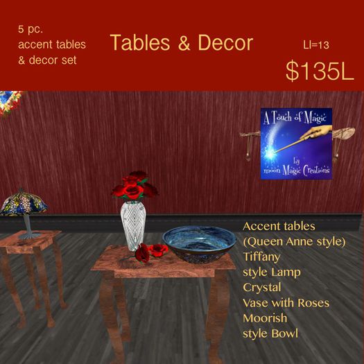 5 pc. accent tables & Decor set (crate)