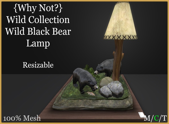 { Why Not ?}Wild Collection-Black Bear Lamp-Boxed