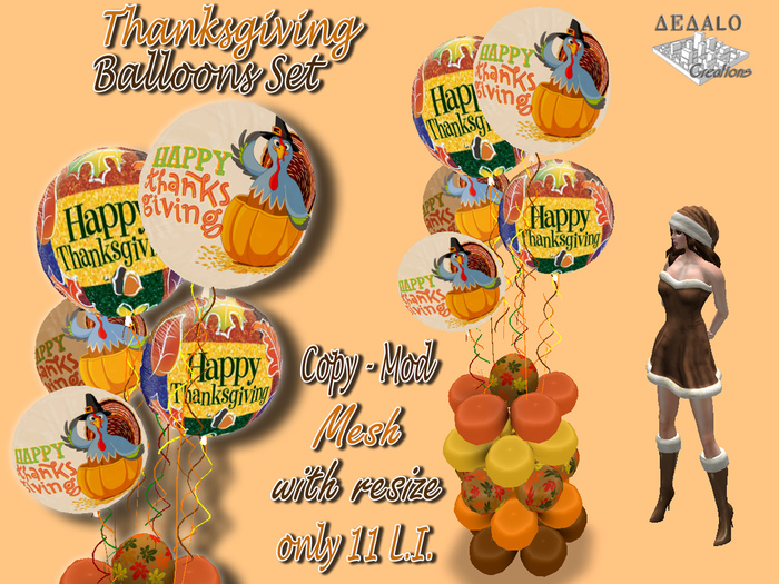 Thanksgiving Balloons Set - Mesh - F