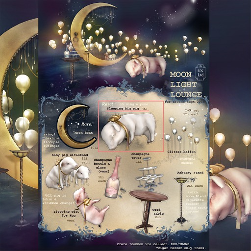 {anc} MoonLightLounge. sleeping big pig 3Li RARE