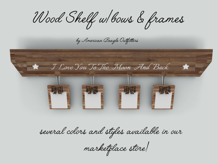 ABO - Shelf w/frames & bows natural wood plaid