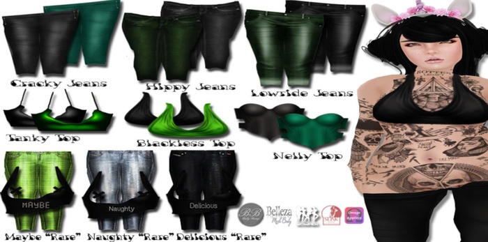 *ToXiC*H* LowRide Jeans Green With Appliers