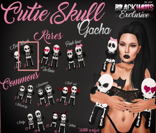 BLACK HAUS - Cutie Skulls Gacha - Bat Black (Arms) R RARE 2