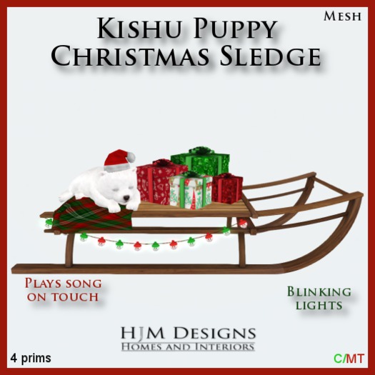 Kishu Puppy Christmas Sledge Boxed