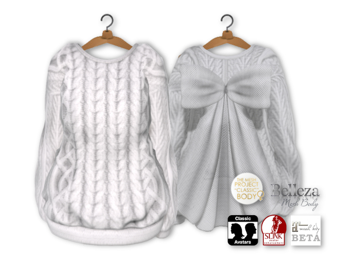 {amiable}Mesh Back Tulle-Bow Knit_WH