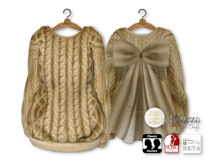 {amiable}Mesh Back Tulle-Bow Knit_DR
