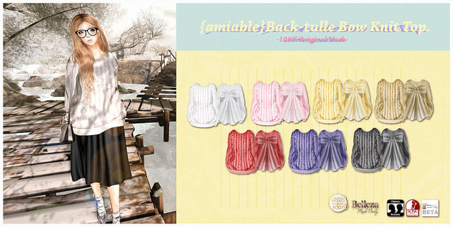{amiable}Mesh Back Tulle-Bow Knit(FAT PACK)