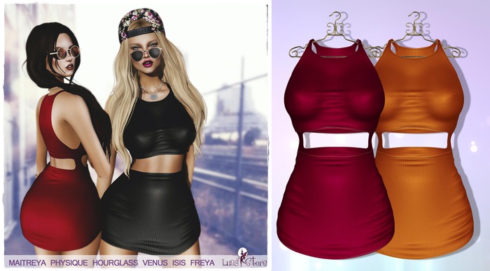 Luas Kendall Dress Red & Orange - fitted Mesh
