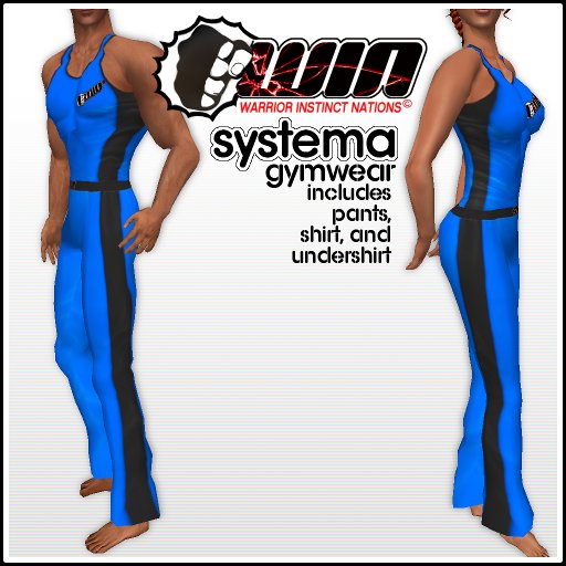 WIN Systema Gymwear, Blue with Black Trim