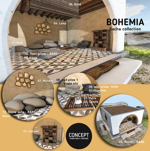 Concept} *10. Bohemia. Floor Pillow PG- RARE