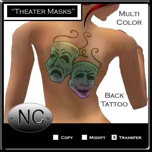 NC-Theater Masks Tattoo-Back-Multi