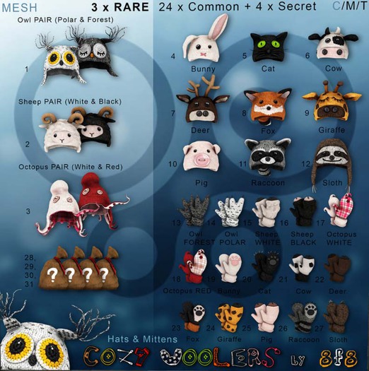 8f8_OWL Mittens FOREST