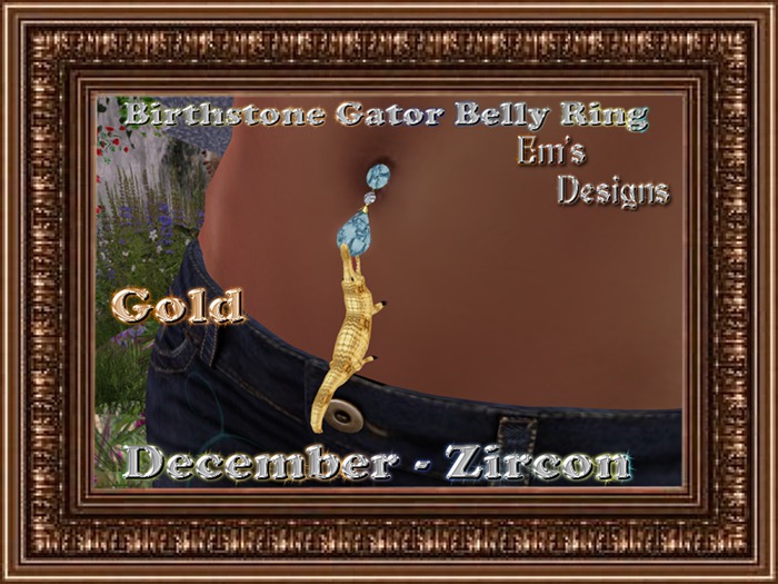 !Em Gator Zircon & Diamond Belly Ring - G