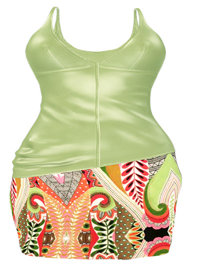 {BLB] Bahira Skirt & Leather Top - Melon