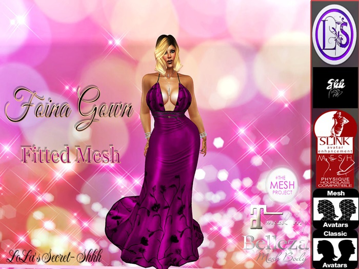 .~LS~FIONA GOWN- FUCSIA {FITTED MESH}