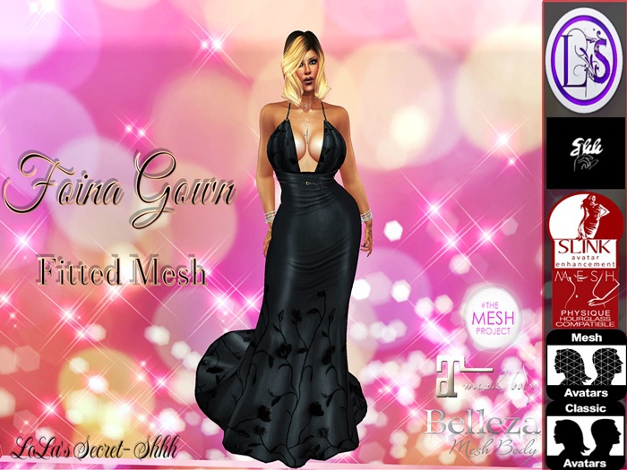 .~LS~FIONA GOWN BLACK {FITMESH} 