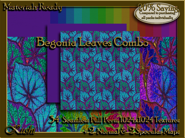 Begonia Leaves Combo Fabric Seamless Textures 