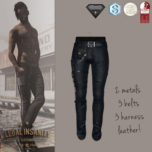 Legal Insanity - Logan leather blue pants