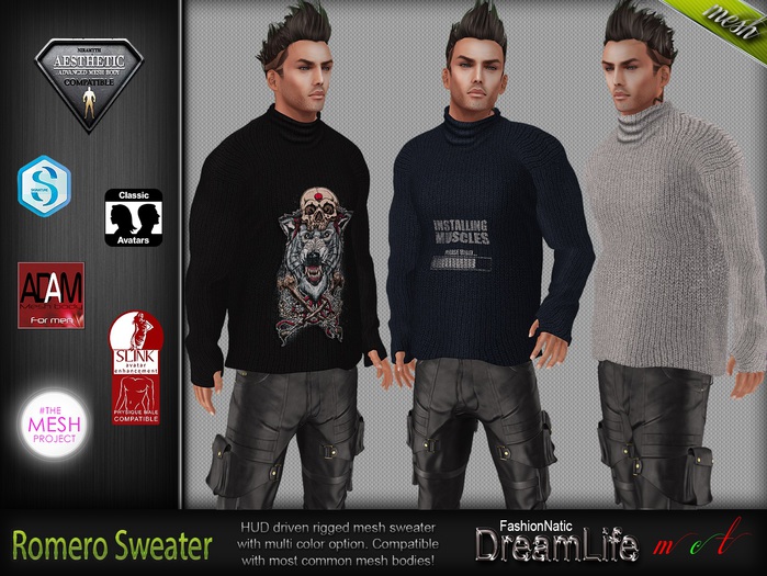 MESH Romero Male Mens Sweater - TMP, Adam, Slink, Aesthetic, Signature - FashionNatic