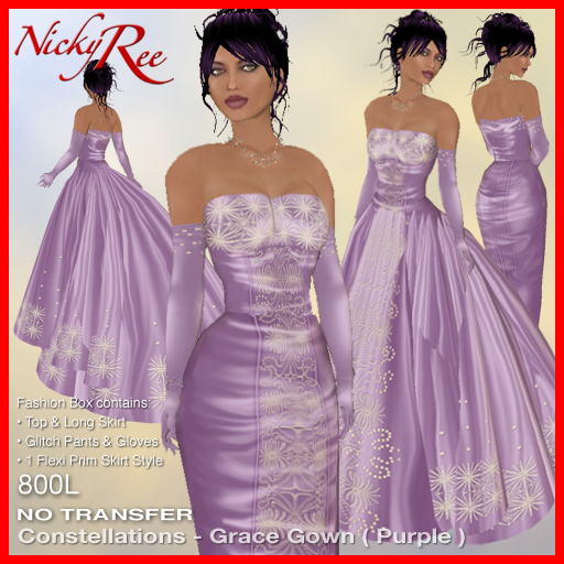 "Nicky Ree Gowns" Constellations - Grace Gown (Purple)
