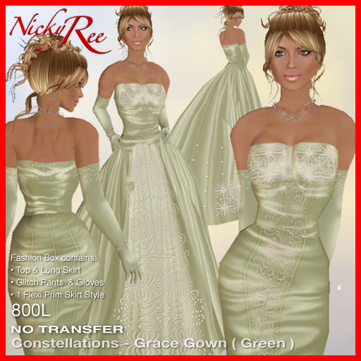 "Nicky Ree Gowns" Constellations - Grace Gown (Green)