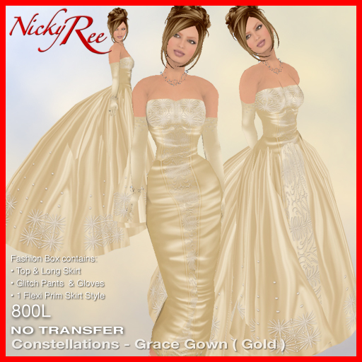 "Nicky Ree Gowns" Constellations - Grace Gown (Gold)