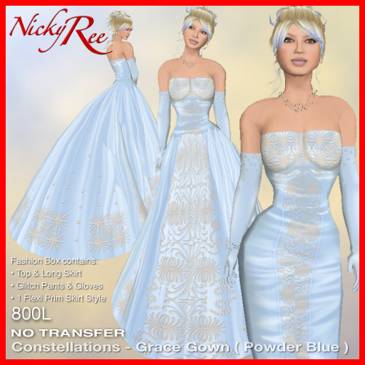 "Nicky Ree Gowns" Constellations - Grace Gown (Powder Blue)