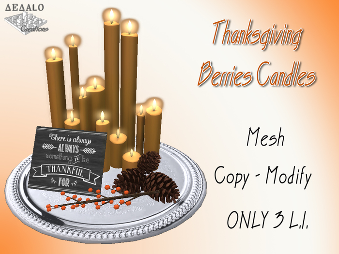 Thanksgiving Berries Candles - Mesh - F