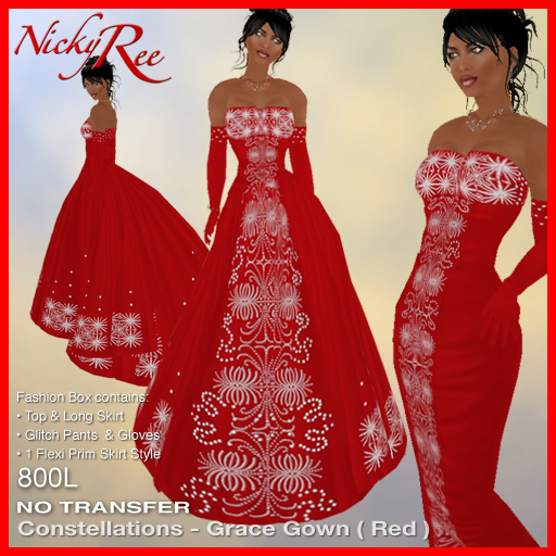 "Nicky Ree Gowns" Constellations - Grace Gown (Deep Red)