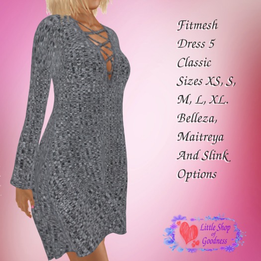 Gray Lace Up Neckline Skater Dress Fitmesh