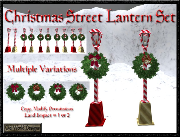 Old World Designs Christmas Village Street Lantern and Holiday Wreath Set