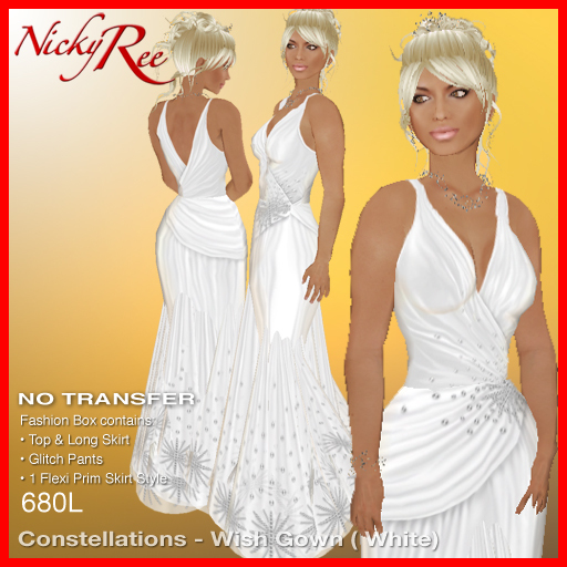 "Nicky Ree Gowns" Constellations - Wish Gown (White)