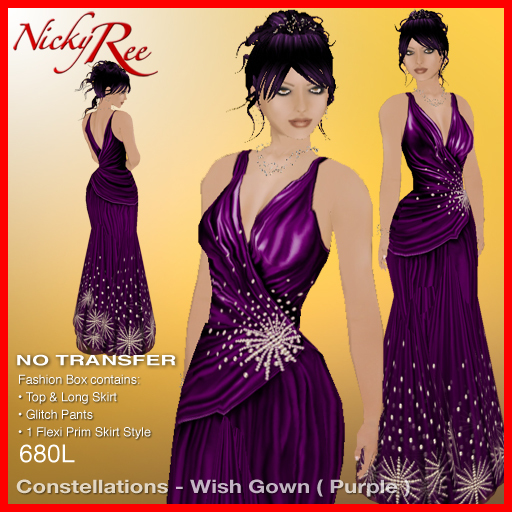 "Nicky Ree Gowns" Constellations - Wish Gown (Purple)