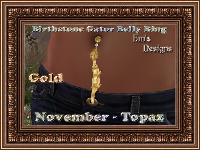 !Em Gator Topaz & Diamond Belly Ring - G