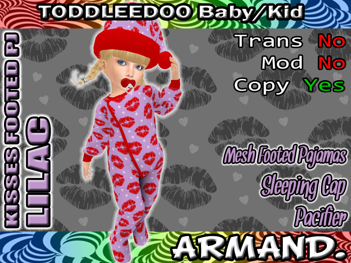 --ARMAND-- KISSES FOOTED PJ - LILAC