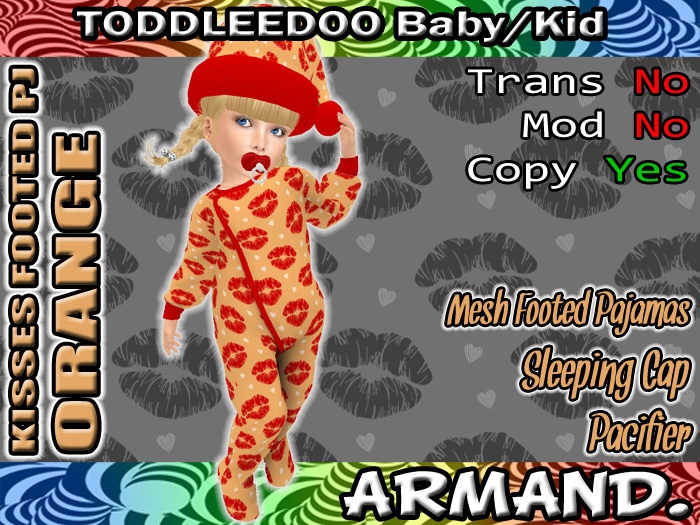 --ARMAND-- KISSES FOOTED PJ - ORANGE