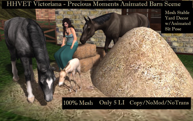 HHVET Victoriana Precious Moments Animated Horse Barn Scene