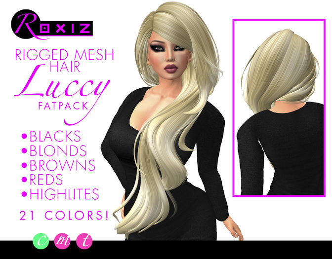 :: ROXIZ :: RIGGED MESH HAIR > Luccy - Fatpack