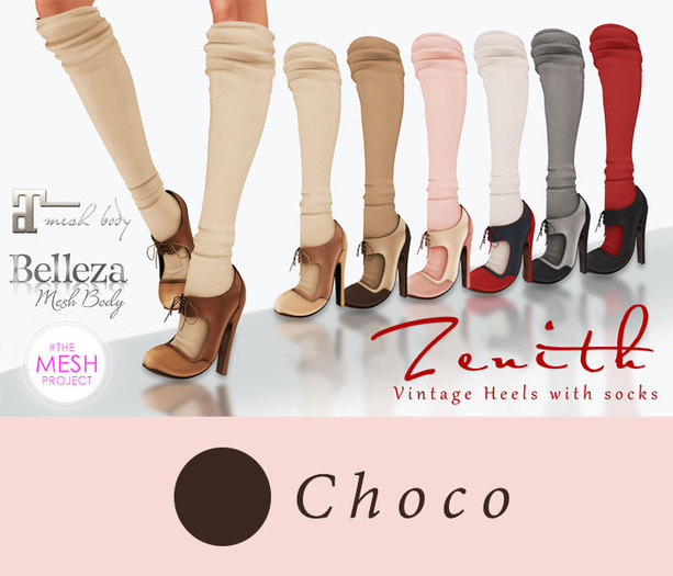 Zenith=Vintage Heels with socks (Choco)