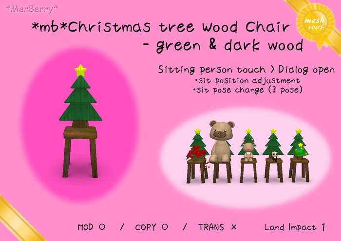 *mb*Christmas tree Wood Chair - green&darkwood