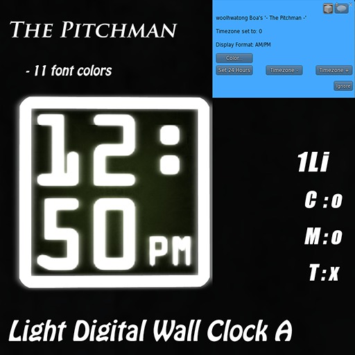 Second Life Marketplace The Pitchman Light Digital Wall Clock A