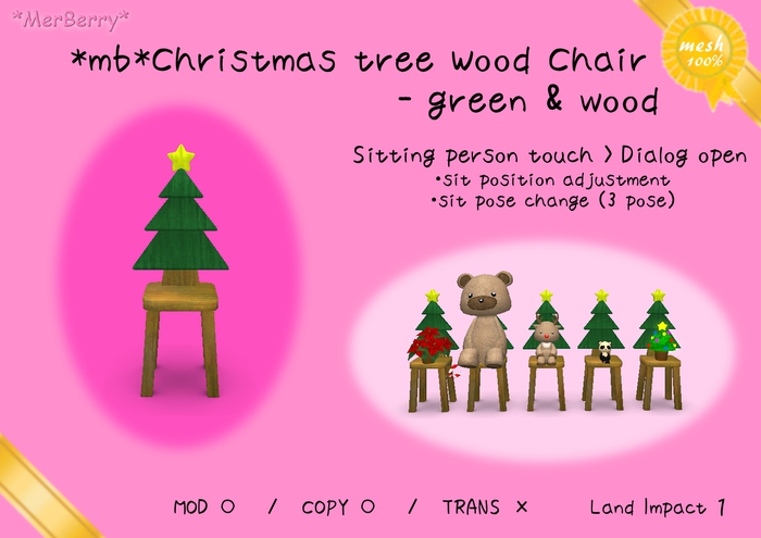 *mb*Christmas tree Wood Chair - green&wood