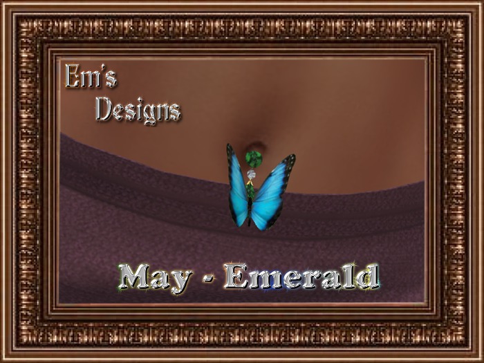 !Em Morpho Butterfly & Emerald Belly Ring - G