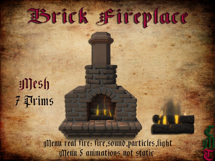 brick fireplace