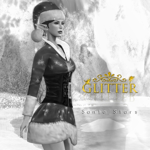 *GLITTER* DEMO SANTA STARS MESH WITH HAT AND BELT