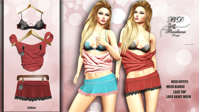 Braham Design Calista Red Outfits Mesh