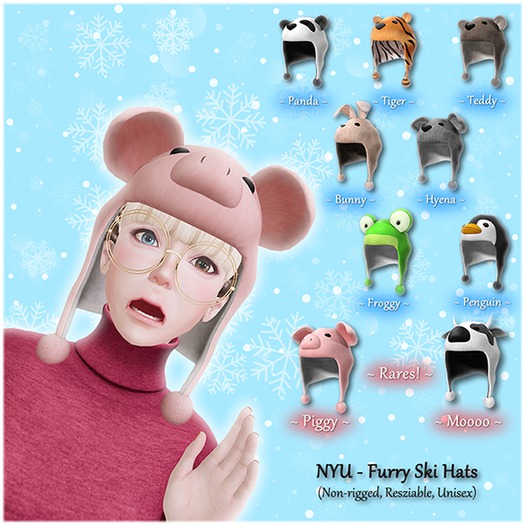 NYU - Furry Ski Hat, Moooo RARE