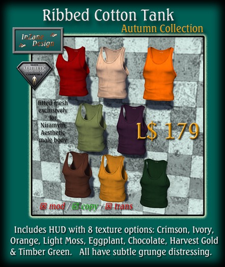 T/C Ribbed Cotton Tank - Autumn (Bag-Rez to Open)