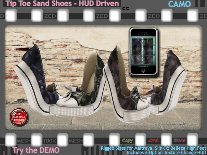::ZED:: Tip Toe Sand Shoes, CAMO